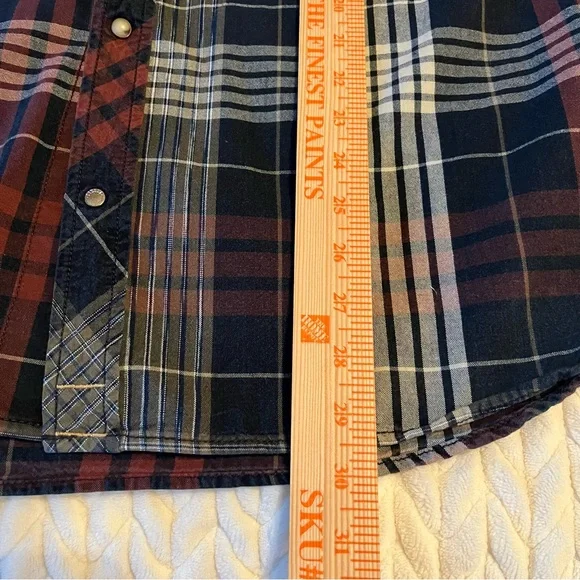 DIESEL Industry Men’s XXL Plaid Pearl Snap Button-Up Long Sleeve Shirt Cotton - Picture 8 of 12